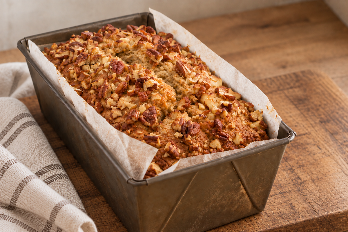 Pain aux pommes, crumble, pacanes et érable avec un mélange MUFF
